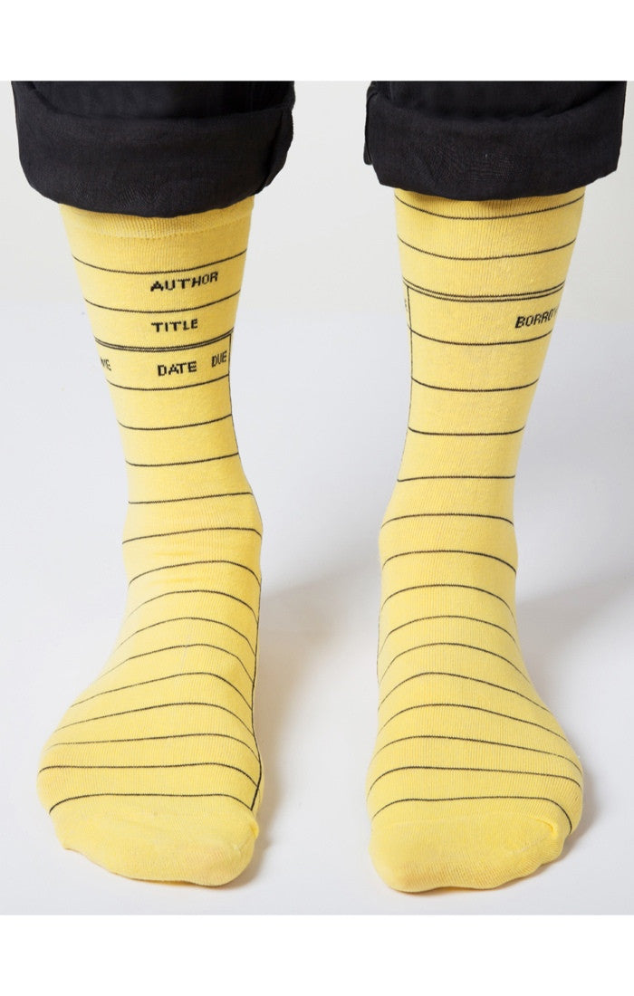 Library Card (Yellow) Men's Crew Socks