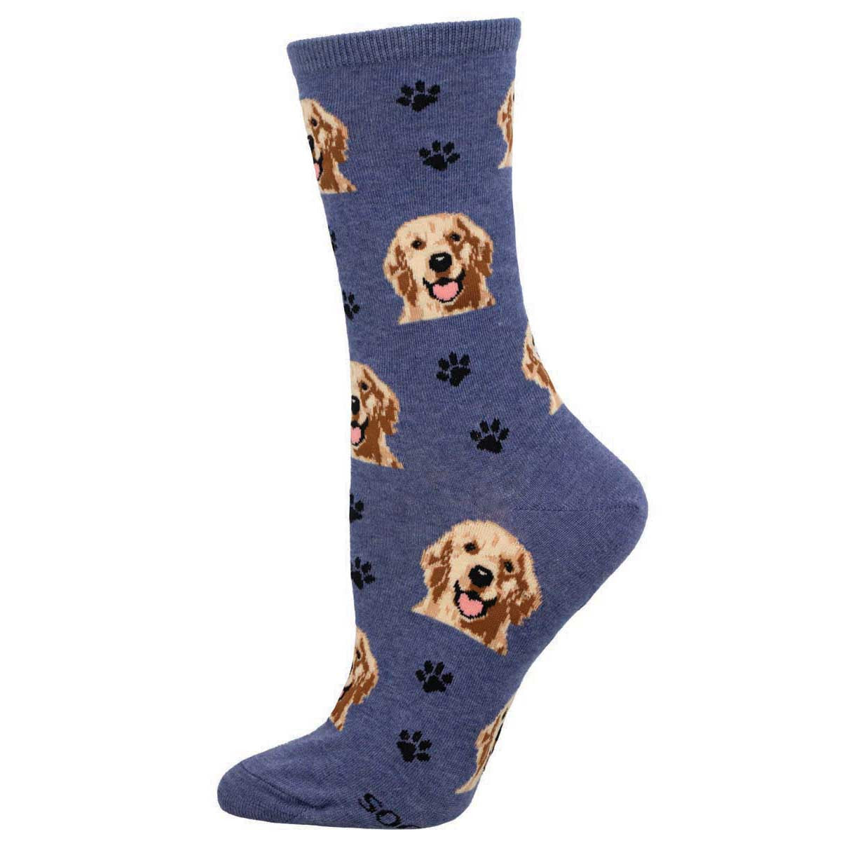 Who's A Good Boy? Golden Retriever (Denim Blue) Crew Socks S/M