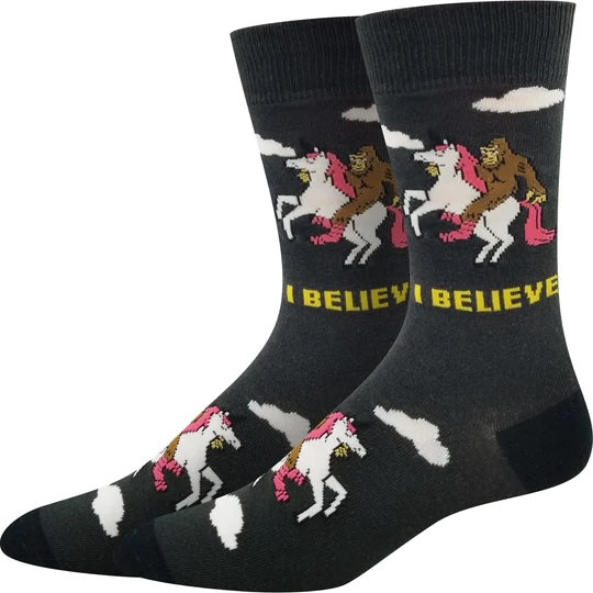 "I Believe, Bigfoot Men's Crew Socks"