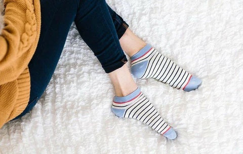"French Stripe, Black and White Ankle Socks"