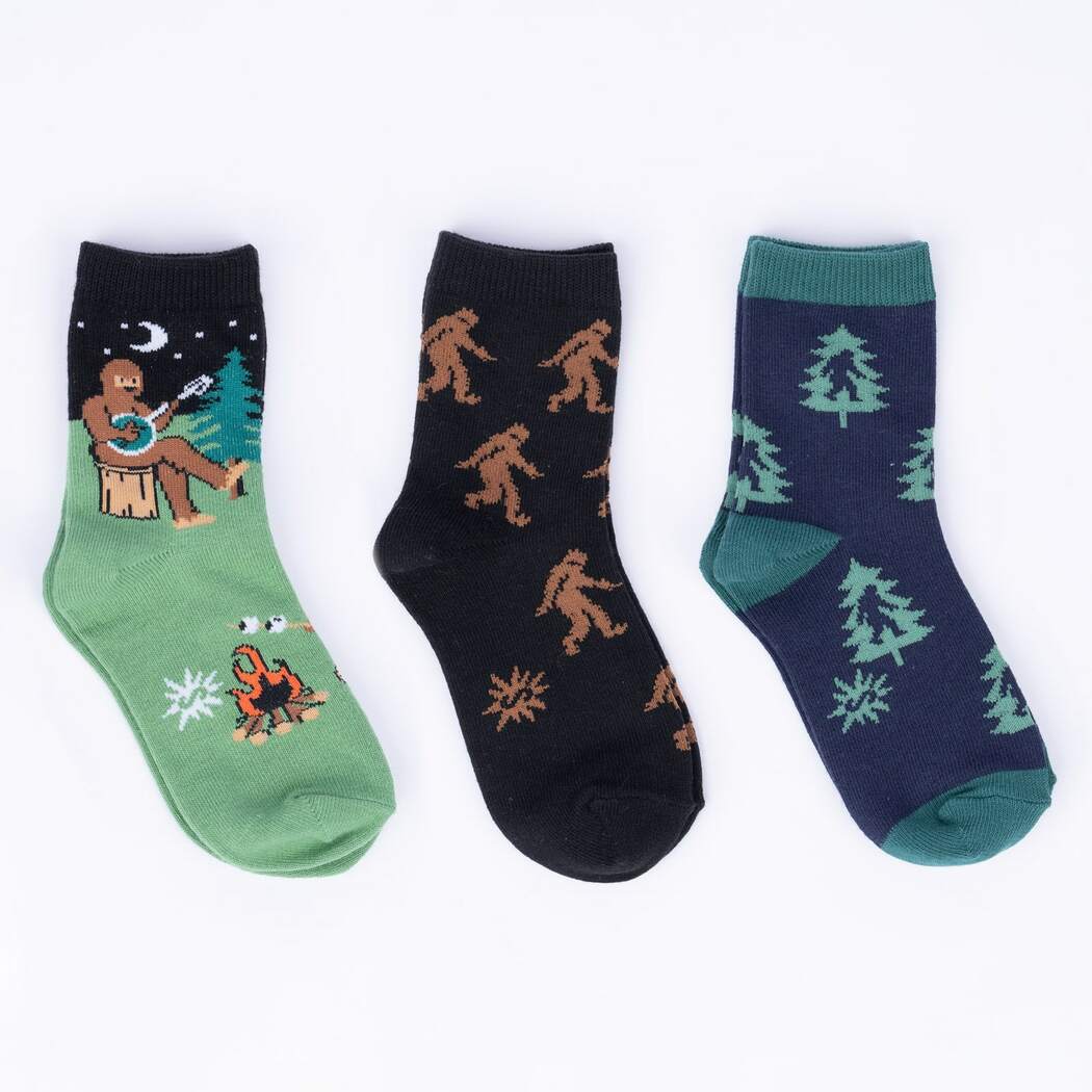 Sasquatch Kids' (Age 3-6) Crew Socks 3-Pack