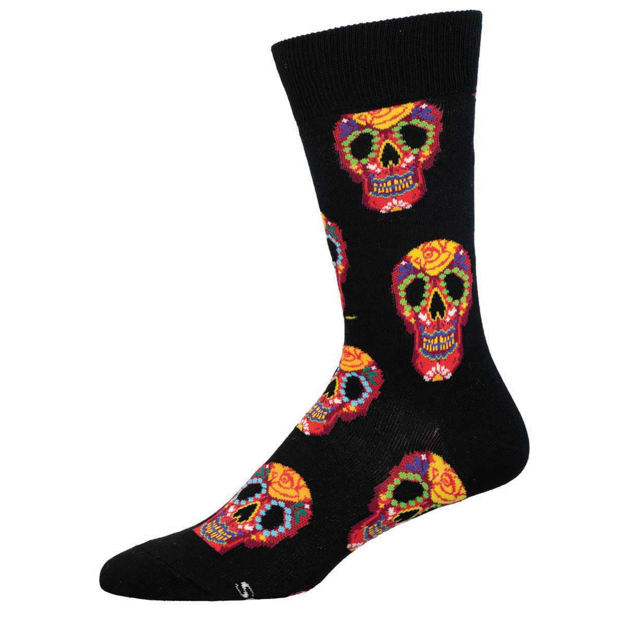 "Dia De Los  Muertos, Sugar Skulls (Black/Red) Crew Socks L/XL"