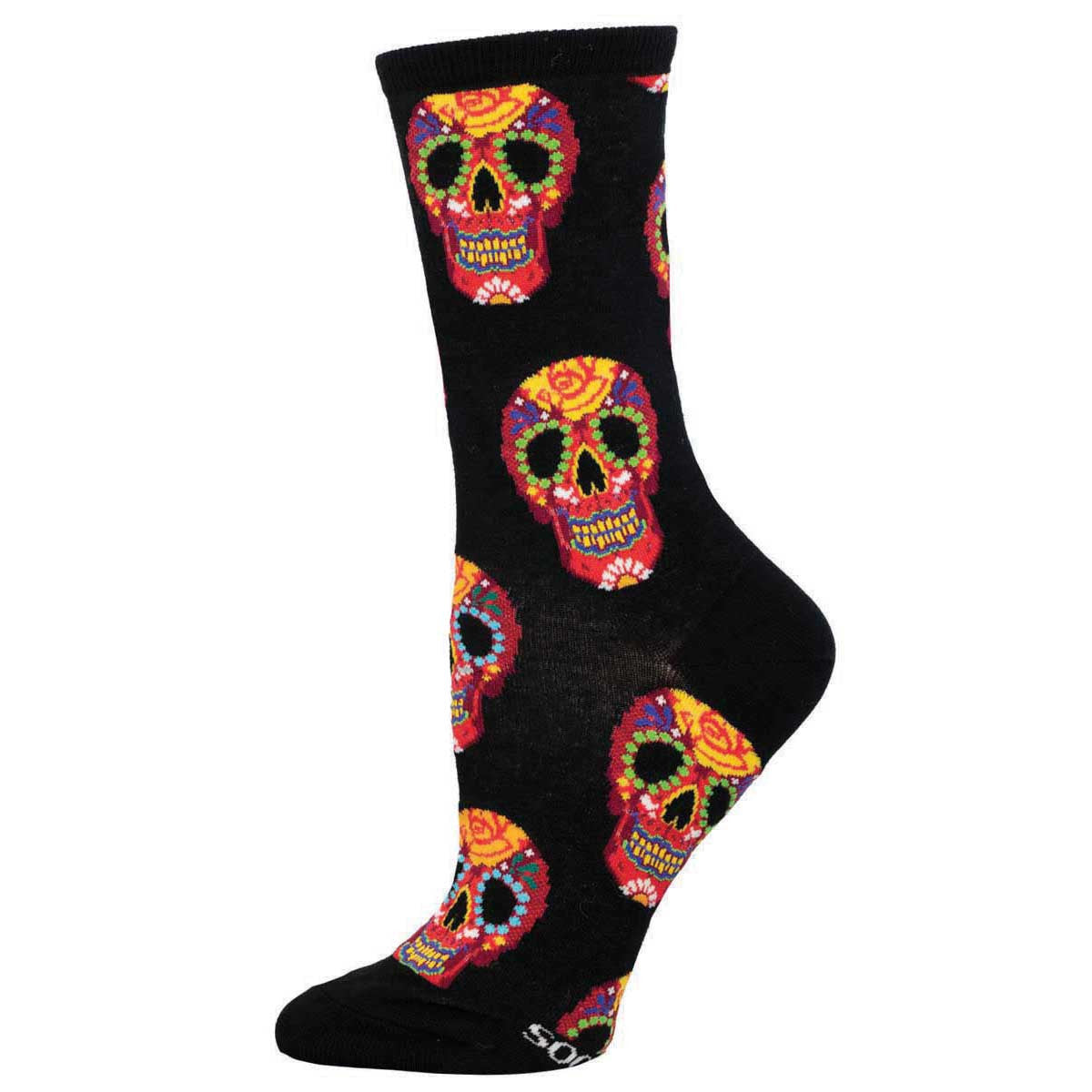"Dia De Los Muertos, Sugar Skull (Black/Red) Crew Socks S/M"