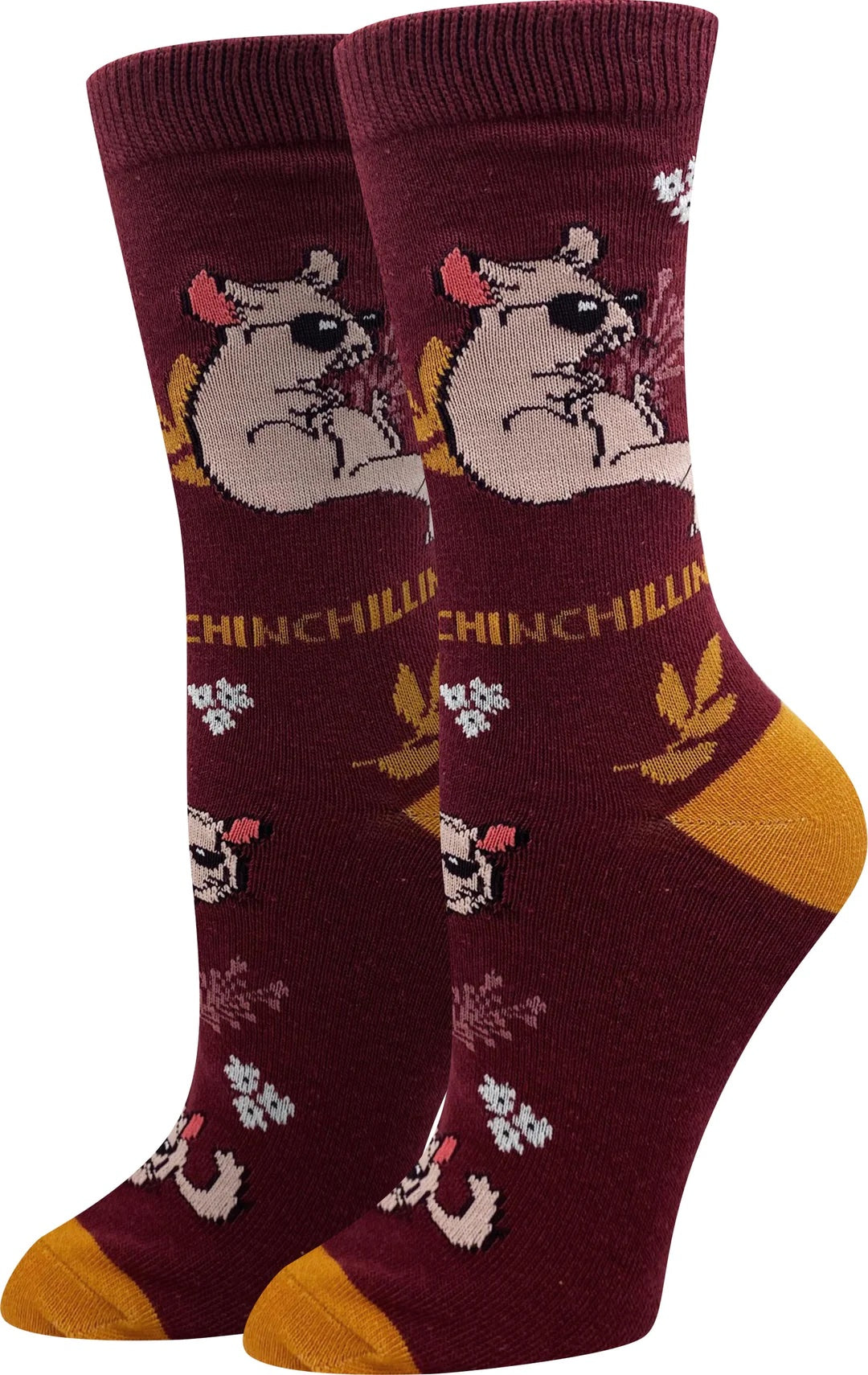 "Chinchillin', Chinchilla (Burgundy) Women's Crew Socks"
