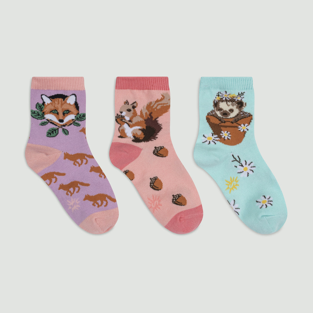 My Dear Hedgehog...And Squirrel...And Fox...  Kids' (Age 7-10) Crew Socks 3-Pack
