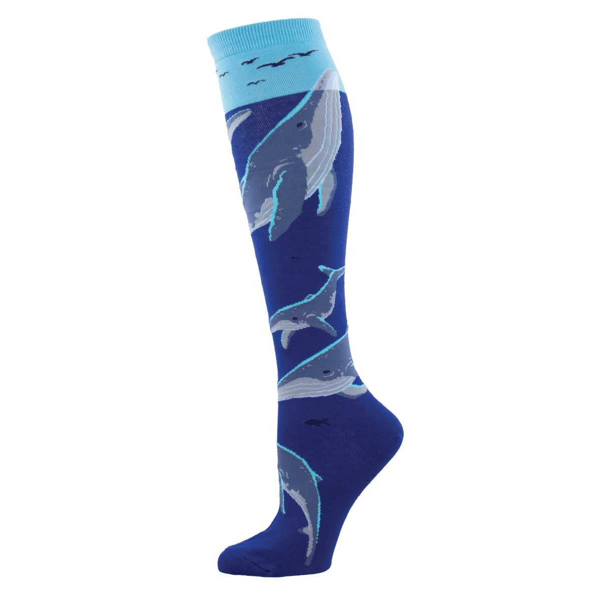 Whale watching (Blue) Women's Knee Highs