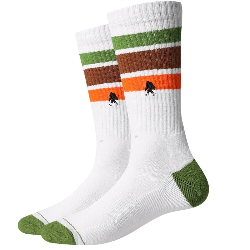 Bigfoot Retro Stripes (Green) Active Men's Crew Socks