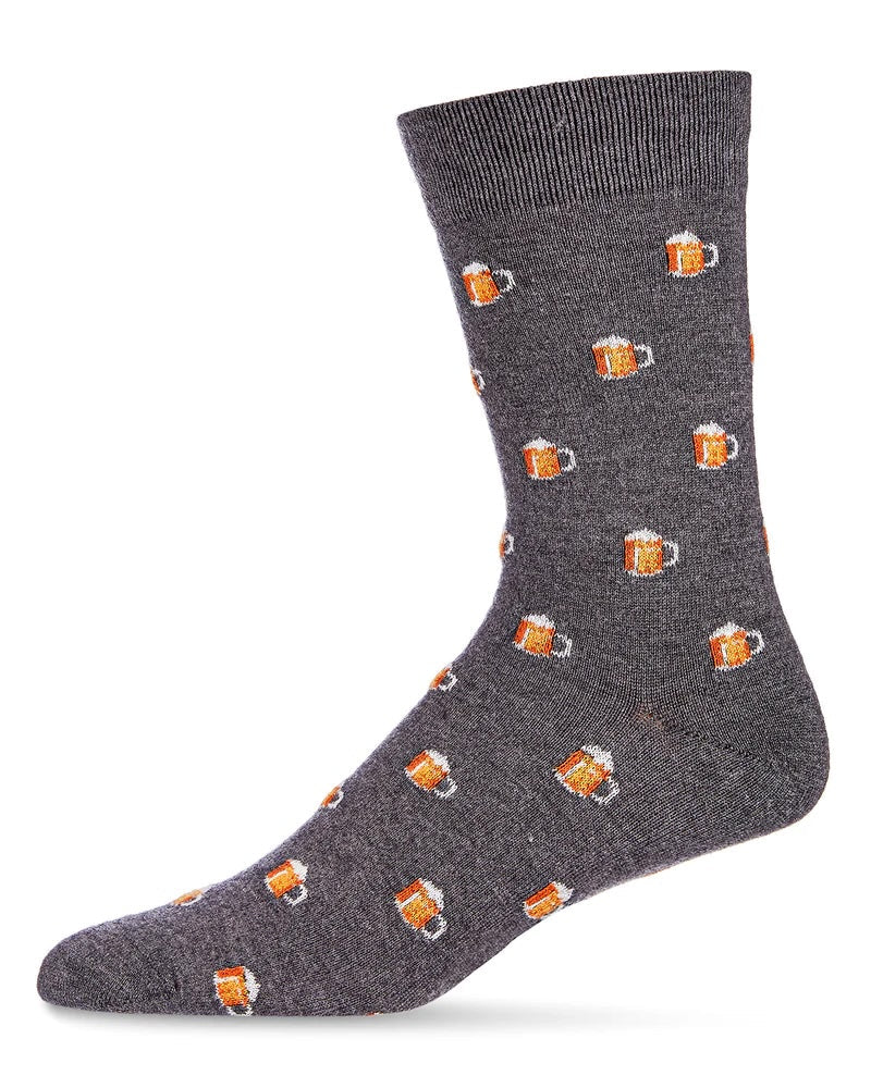 Beer Mugs (Grey) Men's Cashmere Blend Crew Socks
