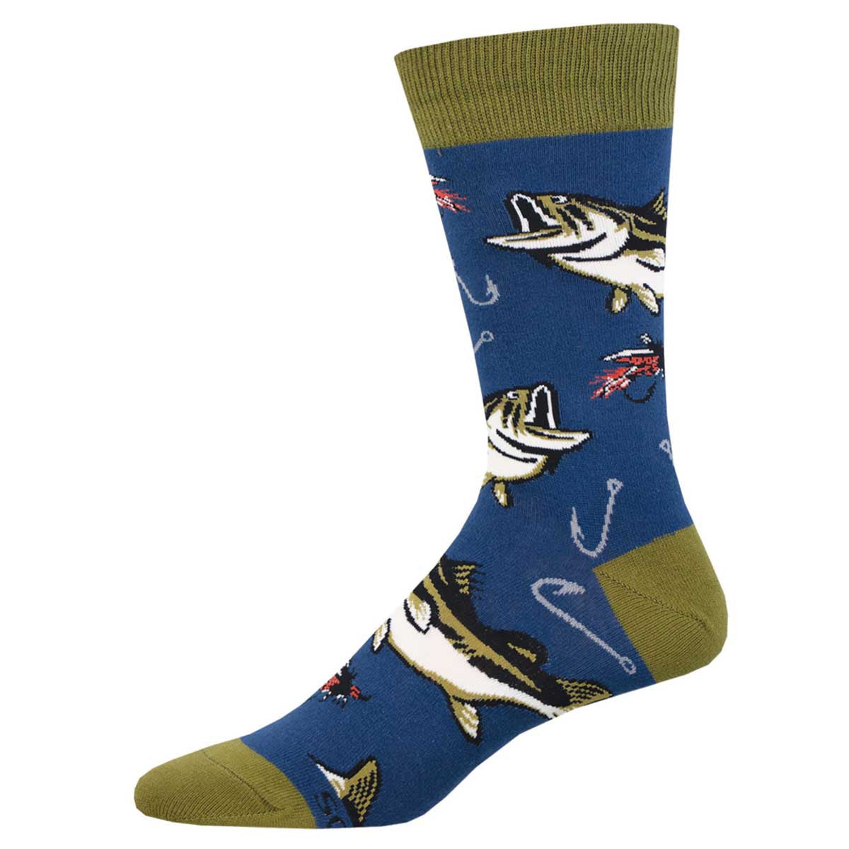 "All About The Bass, Fishing (Navy) Men's Crew Socks"
