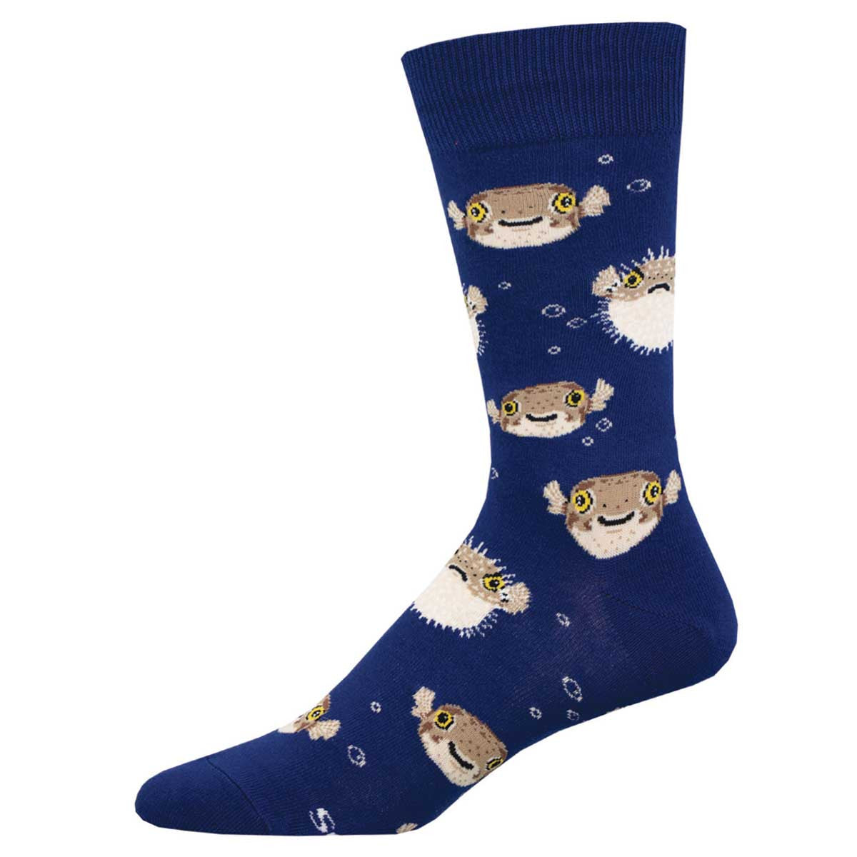 Pufferfish (Navy) Men's Crew Socks