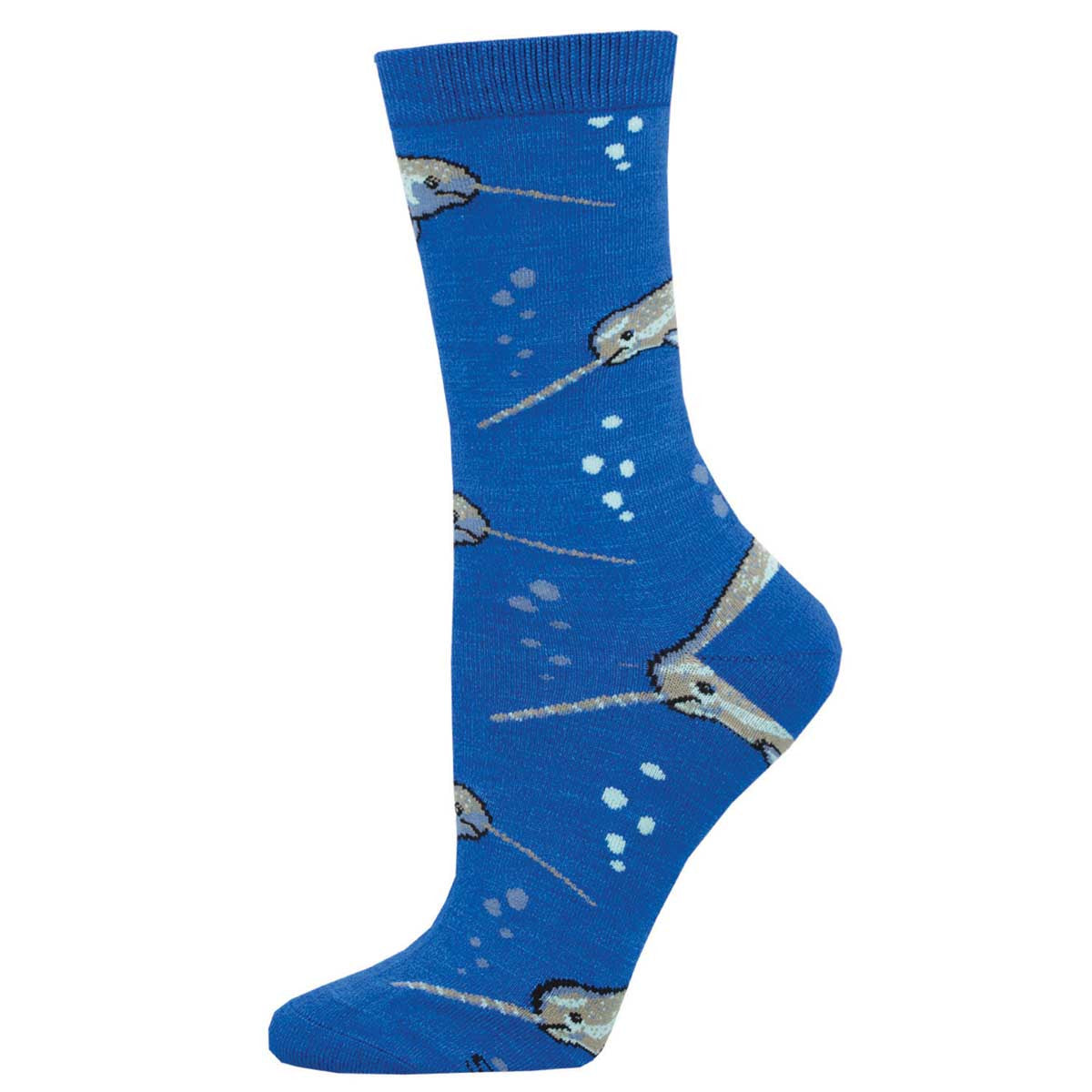 "Hecka Gnarly, Narwhals (Blue) Bamboo Crew S/M"