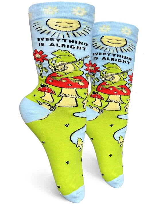 "Everything Is Alright, Frog And Toadstool Women's Crew Socks"
