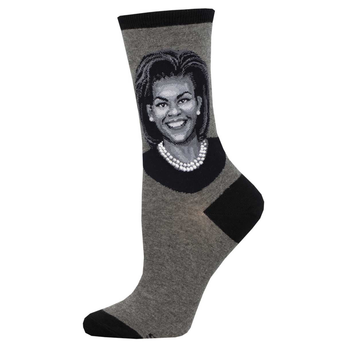 Michelle Obama Portrait (Charcoal) Women¡¯s Crew Socks