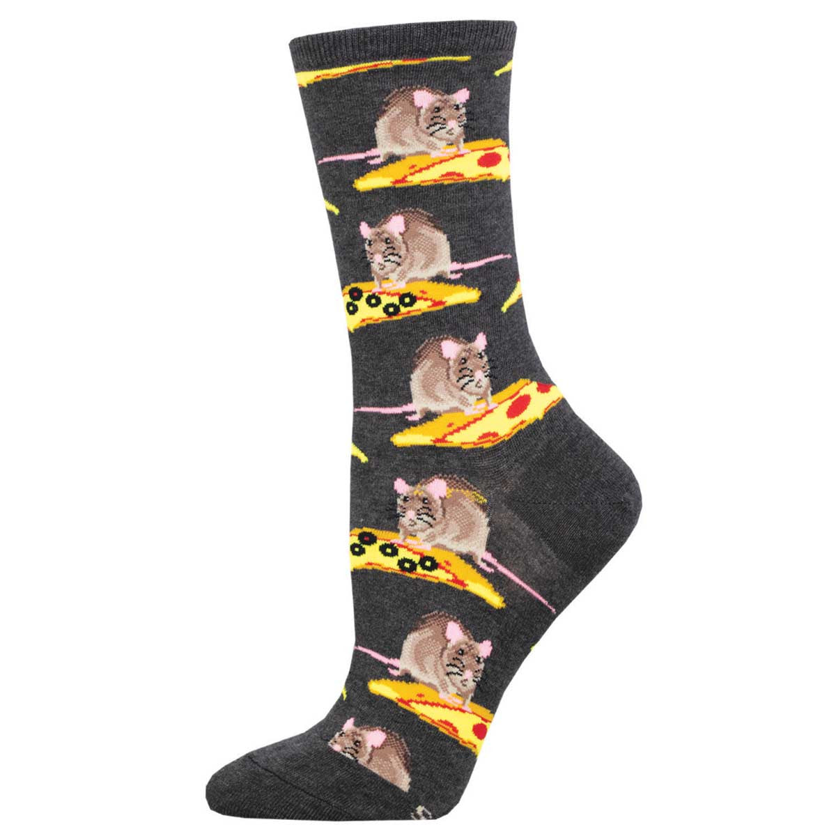 Wanna Pizza Me? Pizza Rat (Charcoal) Women's Crew Sock